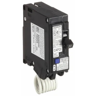 SIEMENS QA120AFC Q Series 1-Pole 20A 120V AC Combo Arc Fault Circuit Interrupter - Q Series, Plug-In Siemens Miniature Circuit Breakers