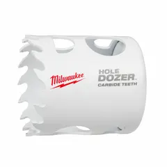Carbide tipped hole saw with 1-5/8 in diameter and 3 teeth per inch. Maximum cutting depth of 1-5/8 in. Suitable for cutting holes in wood, metal, plastic, and drywall for general construction, electrical, and plumbing applications.