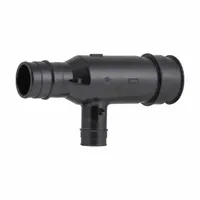 This UPONOR expansion polymer barbed tube fitting features a tee configuration with barbed connections on all four ports. It is designed for use with PEX tubing in hydronic heating, radiant floor systems, and potable water lines, utilizing the expansion method for secure, leak-free joints without crimp rings