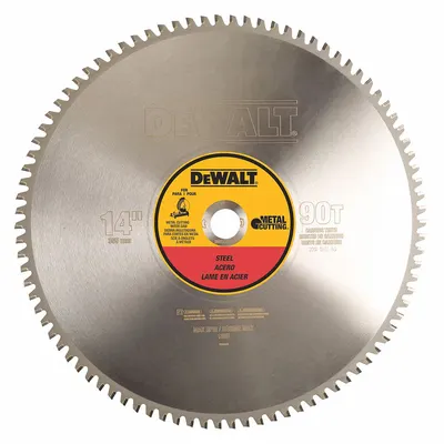 DEWALT Circular Saw Blade: 14 in Blade Dia., 90 Teeth, 0.09 in Cut Wd, 1 in Arbor Size - Steel & General Metal-Cutting Blades