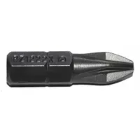 Pozidriv PZ2 insert bit with imperial hex shank, made from S2 steel. Standard power bit, not impact rated, unfinished. Sold as a 5-pack. Used for driving Pozidriv screws in power tool and industrial assembly applications
