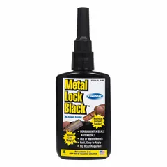 COMSTAR Metal Lock Black is a thin-liquid, black cyanoacrylate adhesive formulated for bonding metals. Supplied in a 2 oz bottle, it meets Mil-S-224723E Letter standards. Typical applications include assembly, repair, and maintenance tasks requiring fast-setting metal-to-metal bonds.