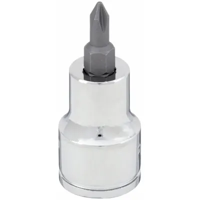 WESTWARD Socket Bit: 3/8 in Drive Size, Phillips Tip, 3/16 in Tip Size, 1 55/64 in Overall Lg - Phillips Bit Sockets