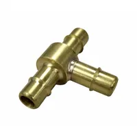 This brass barbed tee fitting joins three tubes of equal 1/4 in inner diameter in a tee configuration. It is used in pneumatic, fluid transfer, and low-pressure industrial applications for leak-resistant connections without threading or welding