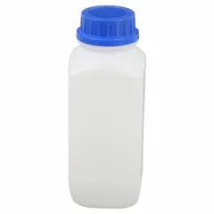 Polypropylene Rectangular Lab Bottle, 1 L, 43 mm Screw Closure, White