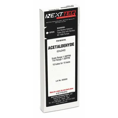 NEXTTEQ NX101VL Acetaldehyde Gas Detection Tube, 10-Pack - Gas Detection Tubes For Use In NEXTTEQ NX-1000 Pumps