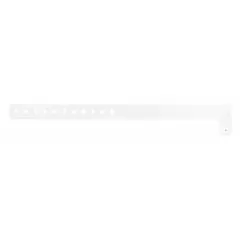 White vinyl security wristband with no pre-printed legend, allowing custom marking for identification and access control. Overall length 10 inches, width 3/4 inch. Pack of 500. Suitable for event, hospital, and facility use.