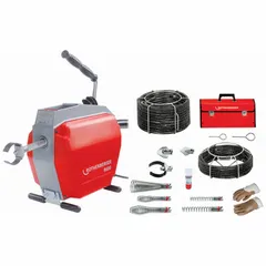 This corded sectional machine is designed for clearing blockages in large-diameter pipes up to 6 inches. It features 5 cable sections for extended reach and flexibility, suitable for heavy-duty cleaning tasks in industrial and municipal sewer lines and storm drains.