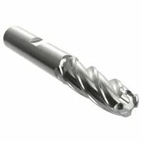 Cobalt steel ball end mill with 7/16" cutting diameter, 1" length of cut, and 2-11/16" overall length. Four-flute design for general purpose milling of ferrous and non-ferrous materials. Suitable for contouring, slotting, profiling, and 3D machining operations