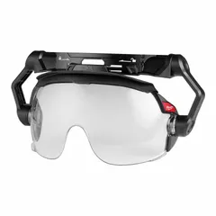 Clip-on hard hat eyewear with clear polycarbonate lens and half-frame polycarbonate frame. Features anti-fog and scratch-resistant properties. Designed for use with compatible hard hats in construction, manufacturing, and industrial environments where impact protection and optical clarity are needed.