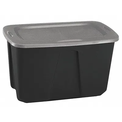 HOMZ 32-Gallon Colored Tote with Snap-On Lid, Black Body/Gray Lid - Colored Totes with Snap-On Lids