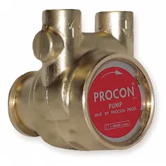 Rotary vane pump head with low-lead brass body and 1/2" NPT ports. Carbon vanes provide a maximum flow of 330 gph. NSF 169 listed for potable water applications. No strainer or relief valve included. Suitable for carbonation systems and fluid transfer requiring continuous flow.