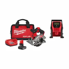 This combination kit includes a 12V cordless circular saw and a 12V cordless inflator, both powered by Milwaukee M12 batteries (battery included). The circular saw is suited for cutting lumber and sheet goods, while the inflator handles high-pressure and high-volume inflation tasks such as tires, sports equipment, and inflatables. The kit provides a portable solution for cutting and inflation on job sites or at home.