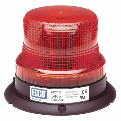 ECCO 6465R Red LED Vehicle Flashing Beacon, 12-80V DC, Round, SAE Class 3 - Vehicle Flashing Beacons
