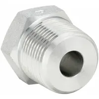 This steel straight adapter connects 1/2-inch and 1/8-inch pipe sizes in high-pressure hydraulic systems. Rated for 6,000 psi maximum operating pressure, it is suited for fluid power circuits and industrial machinery requiring reliable threaded connections