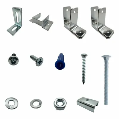 HADRIAN Headrail Alcove B/Walls Kit, Chrome-Plated Chrome Zamac - Brackets, Alcove Clips & Channels for Bathroom Partitions