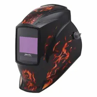 MILLER ELECTRIC Welding Helmet: Auto-Darkening, 4 Arc Sensors, Black/Red, Flames, W8-W13, 9.2 sq in (MPN 296772)
