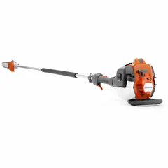 2-cycle gas-powered pole saw with a 12-inch blade and 8-foot reach. Fixed head design, tool only. Used for pruning and trimming tree branches and overhead vegetation from the ground.