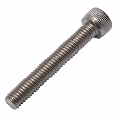 Metric standard socket head cap screw with M6x1.00 thread, 40 mm length, Grade 2 titanium, plain finish. Head height 6 mm, drive size 5 mm. Used for fastening in assemblies requiring lightweight and corrosion resistance.