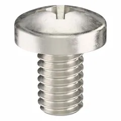 Pan head machine screw with 5/16-18 thread, 1/2 inch length, made from 316 stainless steel with plain finish. Features a #4 Phillips drive. Supplied in a 10-pack. Suitable for general fastening applications where corrosion resistance is required.