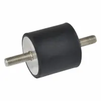 Cylindrical vibration-isolating mount with male x male configuration. Isolator body made of natural rubber. Used to reduce transmitted vibration from rotating or reciprocating equipment such as pumps, compressors, and HVAC systems