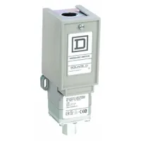 The TELEMECANIQUE SENSORS 9012GNG5 is a general purpose machine tool pressure switch from the 9012G Series. It features an adjustable pressure range of 3 psi to 150 psi and a single 1/4-18" FNPT pressure connection port. This switch is used to monitor and control pneumatic or hydraulic pressure in industrial equipment such as machine tools, packaging machinery, and automation systems
