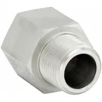 This steel straight adapter connects two 1/8 in male pipe threads in high-pressure hydraulic systems. Rated for 6,000 psi, it is suitable for extreme-pressure fluid power applications in industrial machinery and mobile equipment