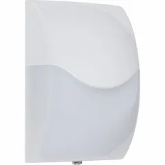 Wall-mount siren alarm with flashing LEDs for combined audible and visual warning. Operates on 12 to 24V DC, overall width 3 7/32 in, connects via wire leads. Suitable for signaling emergencies, equipment status, or safety alerts in industrial and commercial settings.