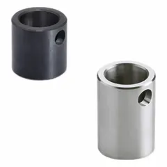 Black oxide coated steel sleeve used to adapt position indicators with an 8 mm bore to fit a 14 mm mounting hole. Weighs 17 g. Suitable for industrial machinery and equipment requiring precise alignment and secure mounting of indicators.