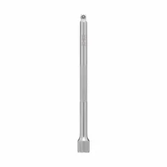 This 6-inch flex and wobble hand socket extension features a 1/4-inch drive size on both ends. Its flexible design allows off-angle access to fasteners in confined or obstructed spaces where a rigid extension cannot be used. Suitable for automotive, mechanical, and general maintenance tasks requiring extended reach.