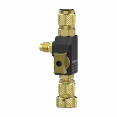 Aluminum valve core remover for recovery applications. Features a 1/4 in Male SAE Right-Hand connection and is A2L compatible. Used to remove valve cores from refrigeration service ports.