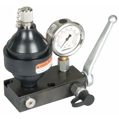 ENERPAC Diaphragm Accumulator & Control Unit: Pre-Charged, 7.7 cu in Fluid Volume - Pre-Charged Diaphragm Accumulator Fixture Sets