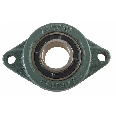 NTN 2 Bolt Flange Bearing: Radial Ball, 1 1/4 in Bore, Cast Iron, Set Screws - General Purpose Flange-Mount Ball Bearings