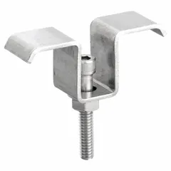 This 316 stainless steel clip secures fiberglass grating panels to support structures. It is designed for grating with 2-inch bearing bar spacing. Sold as clip only; no additional hardware included.