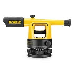 Manual optical level with 20X magnification and a maximum working range of 200 ft. Features 1° horizontal graduations and accuracy of ±1/4 in @ 100 ft. Kit includes a Grade Rod. Suitable for construction and surveying tasks requiring precise horizontal leveling, such as grading, foundation layout, and elevation checks.