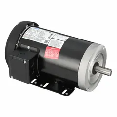 Totally enclosed fan cooled (TEFC) 3-phase AC motor, 2 hp, 1,760 RPM at 60 Hz. Operates on 230/460V AC with full load current of 6.0/3.0 A. C-Face with rigid base mount suitable for pumps, fans, conveyors, and compressors in industrial environments.