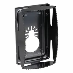 This steel oscillating blade features a universal open-back design compatible with OIS mount systems. With a 2 3/8 in overall width, it is suited for long cutting applications in confined spaces. Typical uses include cutting wood, drywall, and plastic.