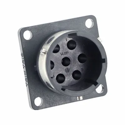 SOURIAU Trim Trio UTGX 14 Square Flange Receptacle, 6 + Ground Contacts, 10 A - Trim Trio UTGX Harsh Environment Circular Connectors