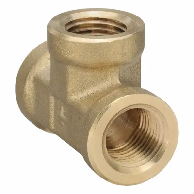 PARKER 1203P-2 Threaded Brass Pipe Tee, 1/8 in x 1/8 in x 1/8 in, 1,000 psi - Threaded High-Pressure Pipe Fittings