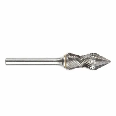 SGS PRO SJ-5RA Double Cut Cone Radius Bur, 1/2" x 1-1/4" Head, 1/4" Shank - Cone Radius Burs