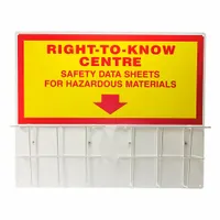This wall-mount safety information center is designed for posting emergency procedures, safety notices, or compliance documents in industrial facilities. The red color signals critical information, making it suitable for plant floors, warehouses, or maintenance areas. Overall dimensions: 24 in height, 30 in width, 6 3/4 in depth. Mounting hardware is not included