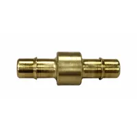 This brass barbed coupling connects two tubes of equal inside diameter in low-pressure fluid or air systems. Suitable for pneumatic controls, lubrication lines, and instrumentation circuits. Sold in a pack of 10