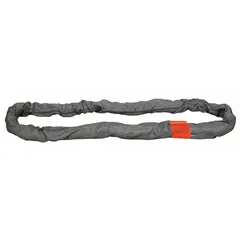 Endless round sling for lifting and rigging heavy loads in industrial settings. Type 5 construction with 18 ft length and 7/8 in body diameter. Made from polyester and nylon for flexibility and strength. Suitable for general-purpose lifting applications.