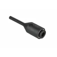 This push-to-connect adapter fitting connects 10 mm OD tubing to 12 mm OD tubing. It features a black nylon body with nickel-plated brass components for corrosion resistance. Suitable for pneumatic and fluid systems in industrial automation, packaging, and material handling applications