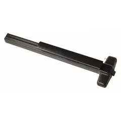 Rim-type exit device with touchbar style, bronze finish, and night latch outside trim. Designed for doors up to 4 ft wide. ADA compliant for commercial egress applications.