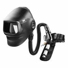 This passive welding helmet from 3M's G5 series features a black PPA shell and a fixed shade lens for standard welding tasks. The ratchet suspension adjustment ensures a secure fit. Suitable for industrial fabrication, maintenance, and construction environments where auto-darkening is not required.