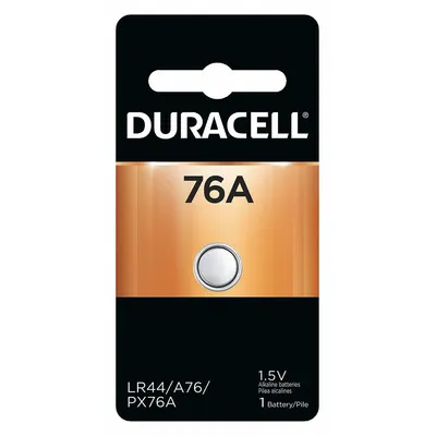 DURACELL Button Cell Battery: 76A Battery Size, Alkaline, 130 mAh Capacity, 1.5V DC - Disposable Coin & Button Batteries