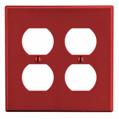 HUBBELL Wall Plate: Duplex Outlet, 2 Gang, Red - General Purpose Wall Plates