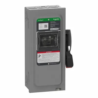 SCHNEIDER Safety Switch: Fusible, 30 A, Three Phase, 600V AC/DC, Galvanized Steel - Fusible Safety Switches