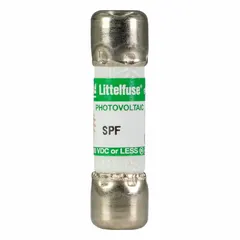 Fast-acting cylindrical fuse rated at 2 A and 1000 V DC. Designed for overcurrent protection in DC circuits. Typical applications include photovoltaic systems and other DC power distribution equipment.